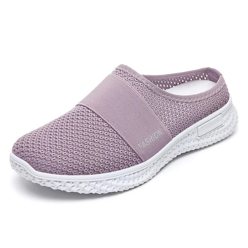 Women's casual mesh shoes with breathable upper and flat heel in multiple colour options