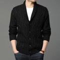 Men's Korean style jacquard knitted cardigan in straight cut with thickened fabric for autumn winter wear