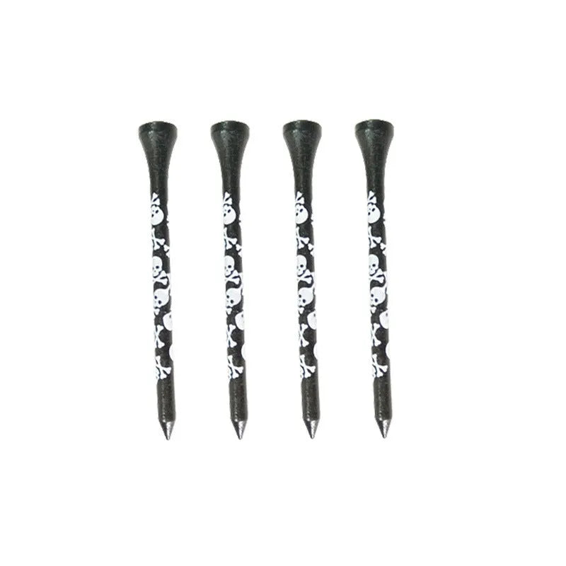 Black skull print bamboo golf dowel pins in 70mm and 83mm lengths