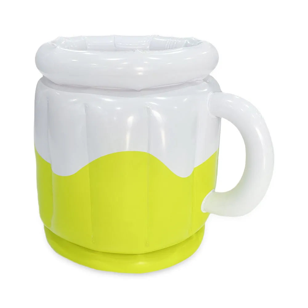Yellow inflatable PVC ice bucket for outdoor parties and camping.