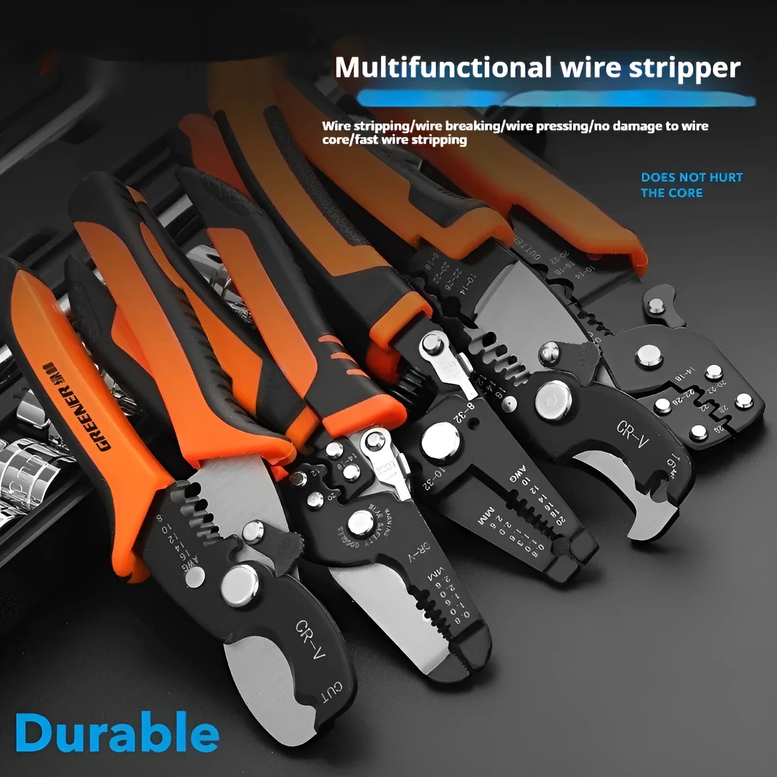 Fully automatic wire stripping pliers with 45# steel construction and high-carbon blades