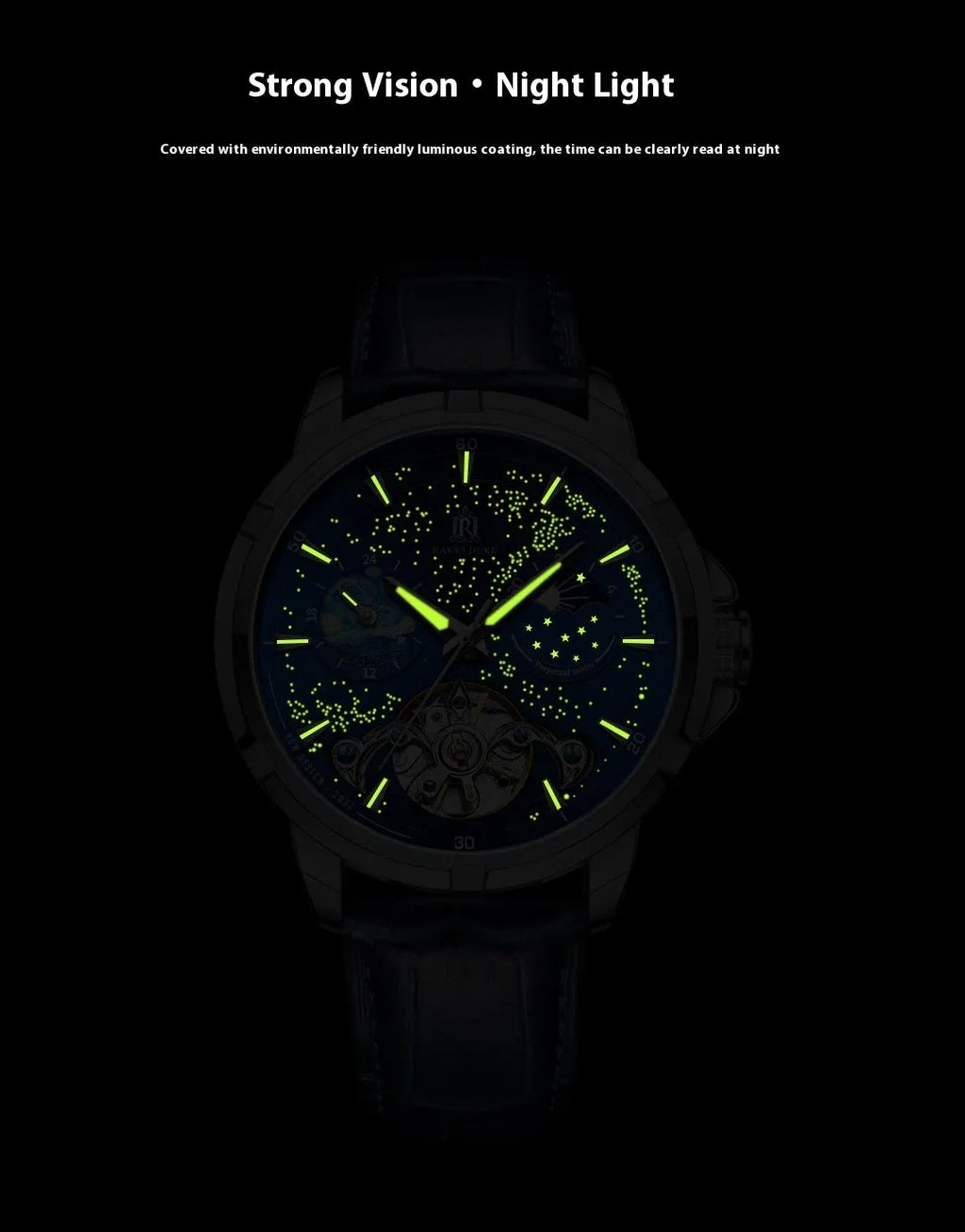 Men's blue dial automatic mechanical watch with stainless steel 14mm case