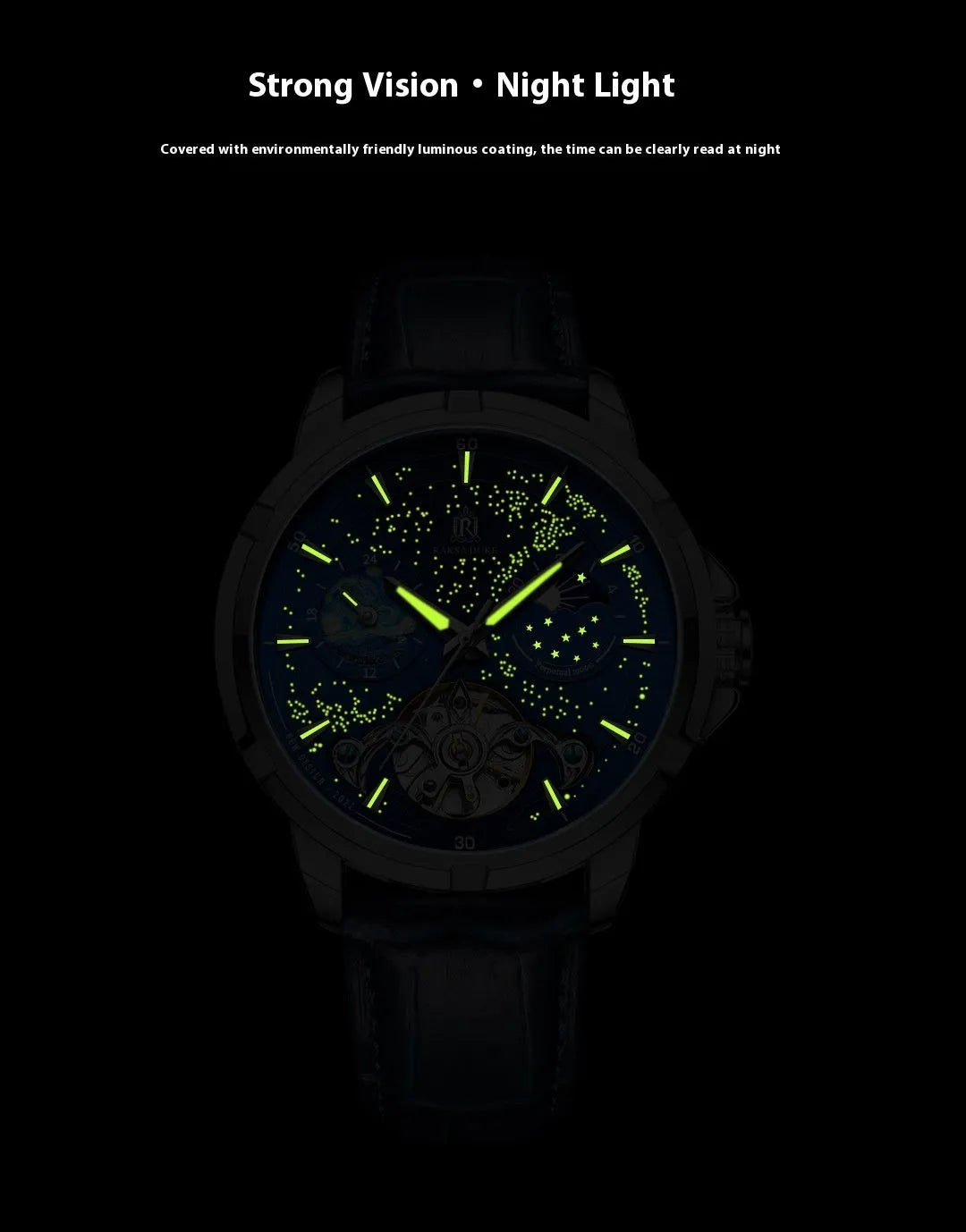 Men's blue dial automatic mechanical watch with stainless steel 14mm case