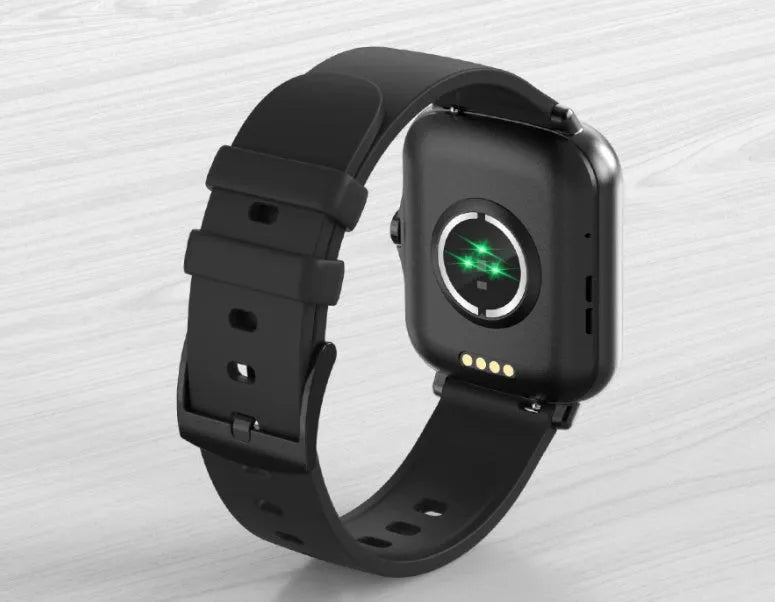 Smart watch with 1.7-inch colour touchscreen on adjustable strap in black, blue or gold