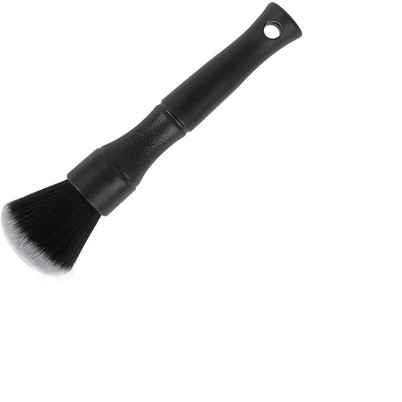 Black car detailing brush with super soft pig hair bristles and PP handle in two sizes for vehicle interior cleaning