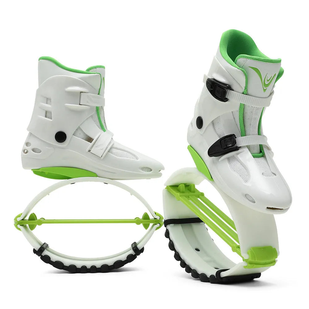 TPU bouncing shoes for sports in multiple colour combinations including pink silver, green silver, and black options