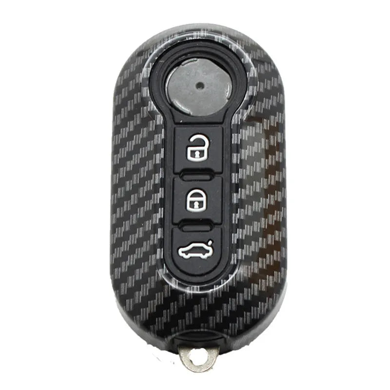 Fiat 500 Boyue Ottimo Viaggio car remote key replacement shell in black, red, and dark blue colours.