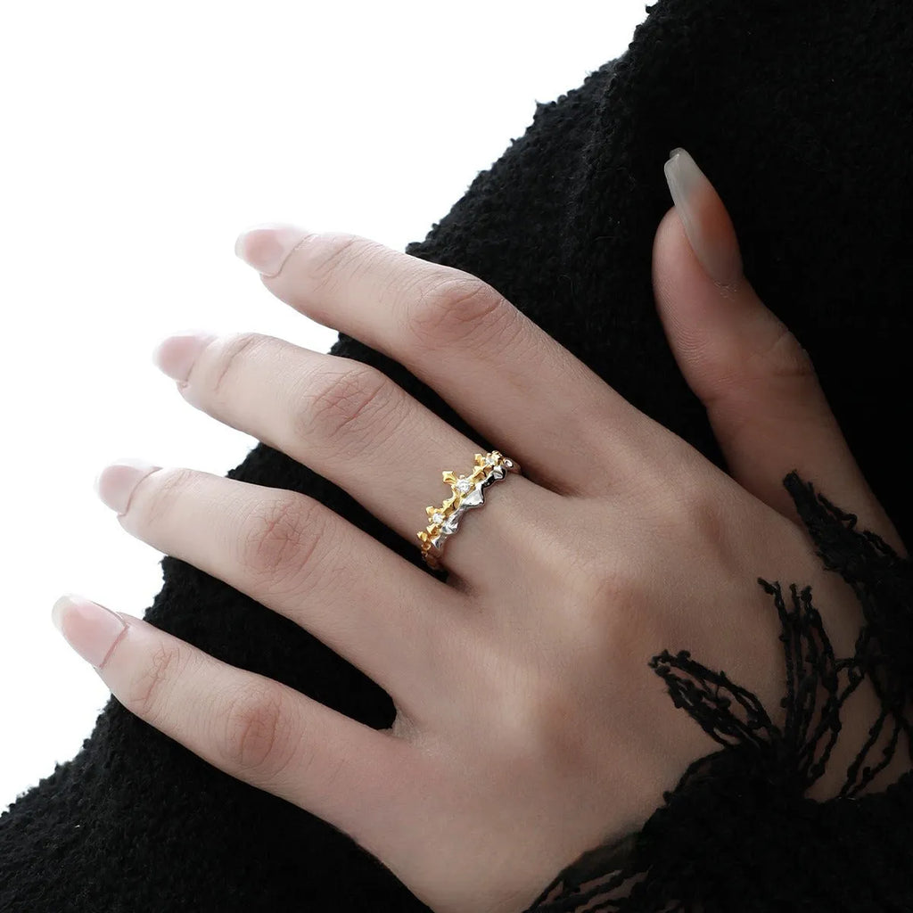 Princess Knight adjustable silver couple ring with electroplated finish