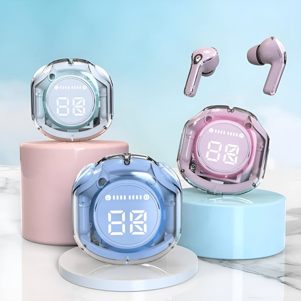 Transparent Bluetooth wireless headset in multiple colours with in-ear design