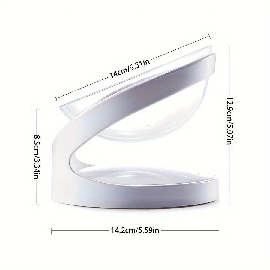 White elevated cat food bowl with clear plastic and 8.5cm height for anti-vomit feeding