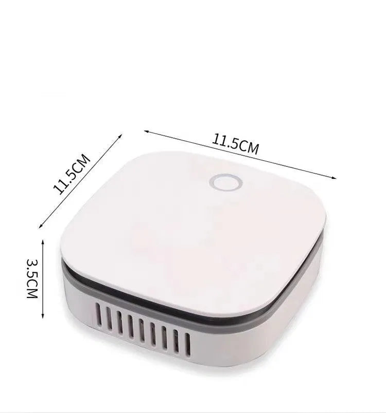 White compact USB negative ion air purifier for car cabin use