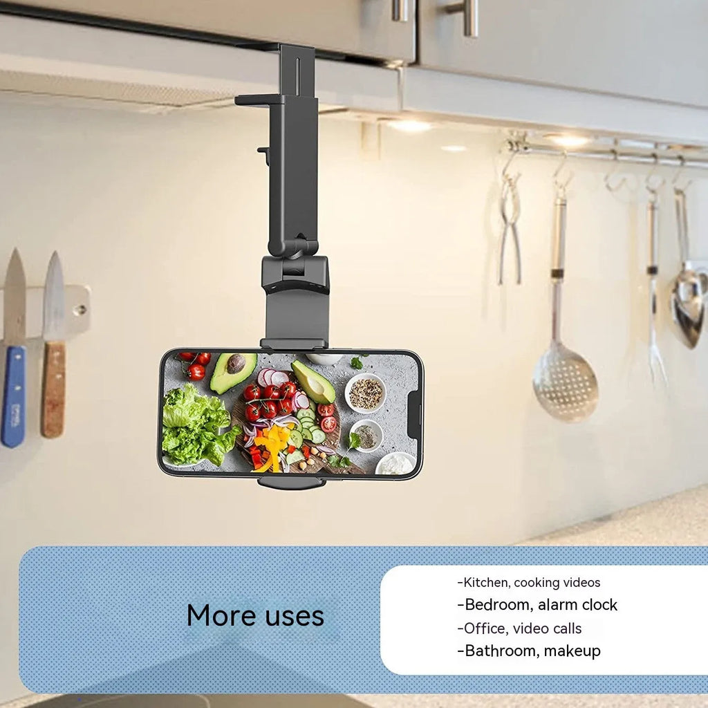 Foldable rotating universal smartphone stand in black, grey, or green colour on a flat surface