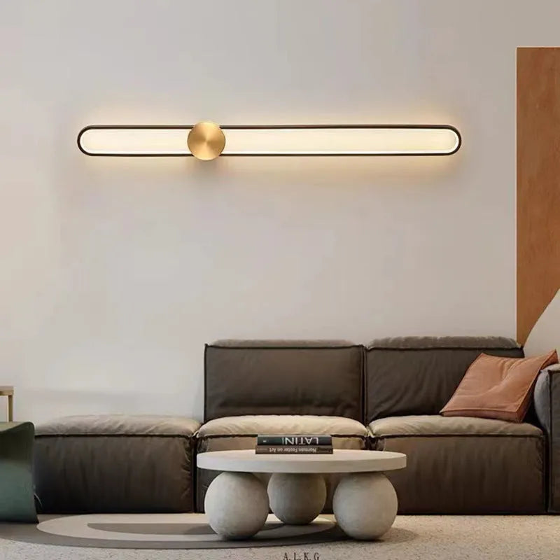 Modern round wall lamp with 60cm black iron shade mounted on wall
