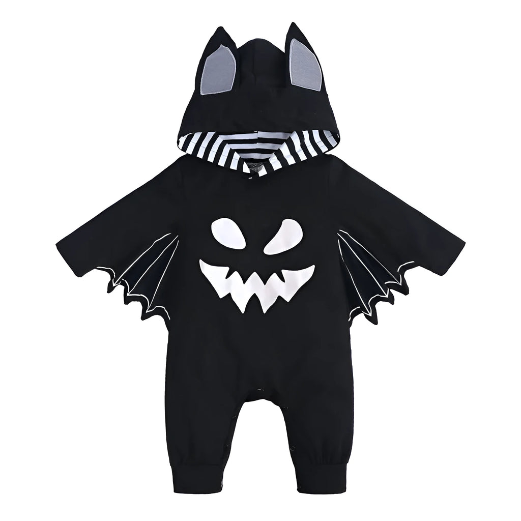 Baby batwing sleeve jumpsuit in cotton with hood, Western style, multiple colours, for heights 60 to 100 cm
