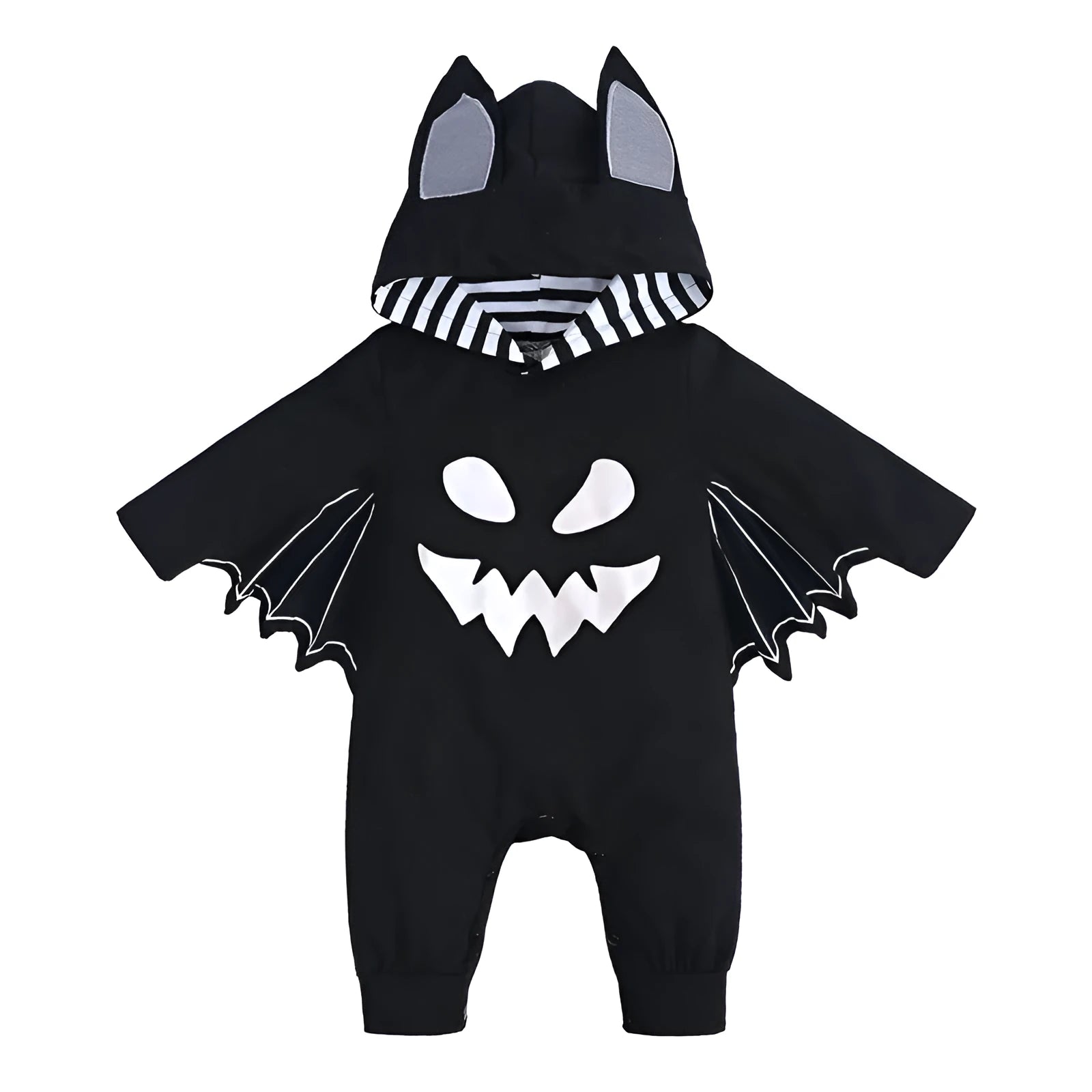 Baby batwing sleeve jumpsuit in cotton with hood, Western style, multiple colours, for heights 60 to 100 cm