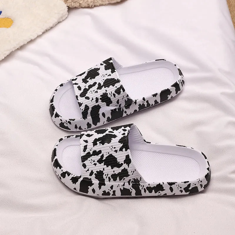 Women's leopard print EVA slippers with thick sole for indoor outdoor summer wear