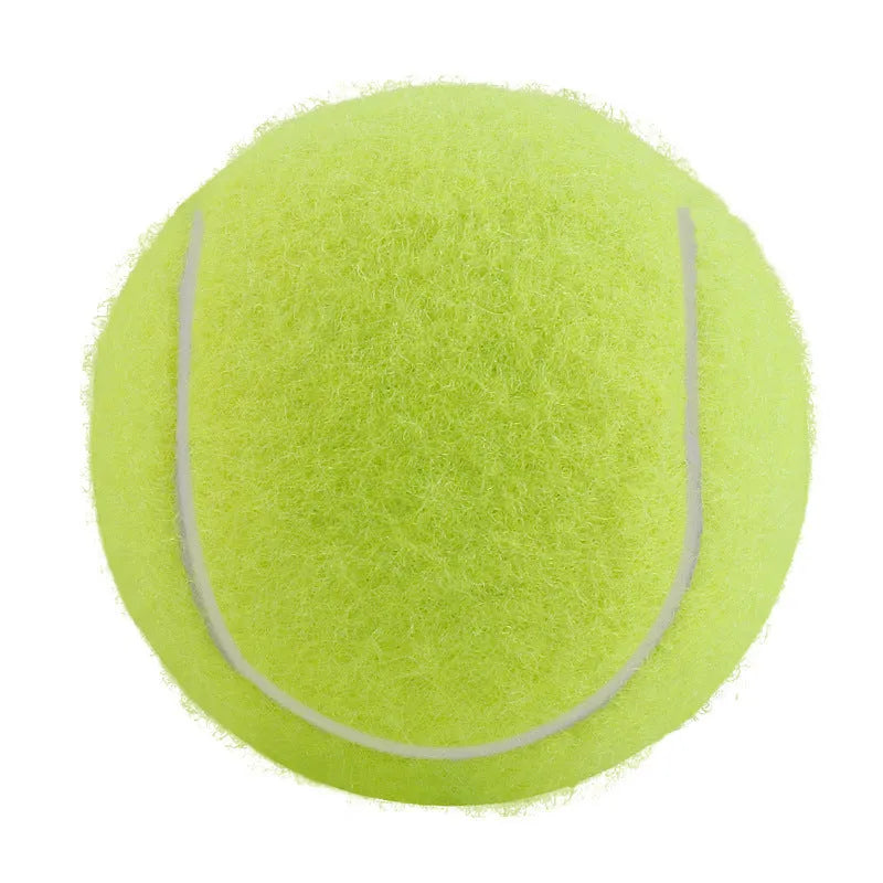 Bite-resistant rubber dog tennis ball toy in assorted colours, 6.3 cm in size.