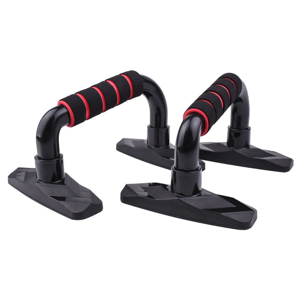 Pair of I-shaped push up bars with diamond pattern texture in blue colour for chest and arm exercise