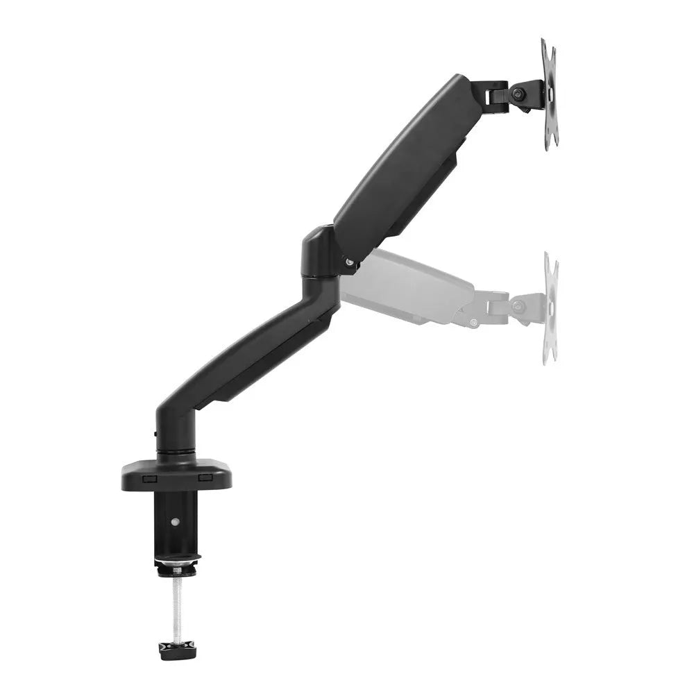 Black rotating telescopic LCD screen bracket on table with elevated display