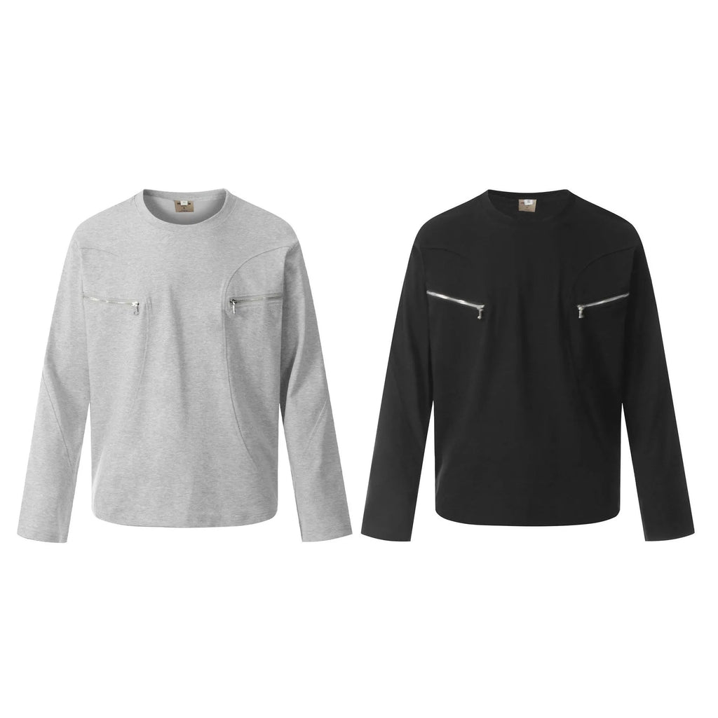 Men's loose fit cotton long sleeve pullover in black and grey colours casual wear