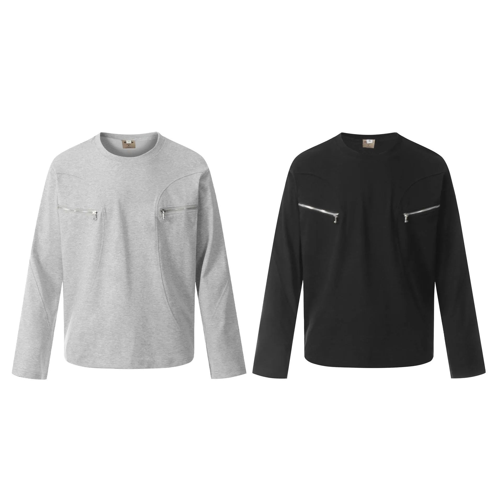 Men's loose fit cotton long sleeve pullover in black and grey colours casual wear