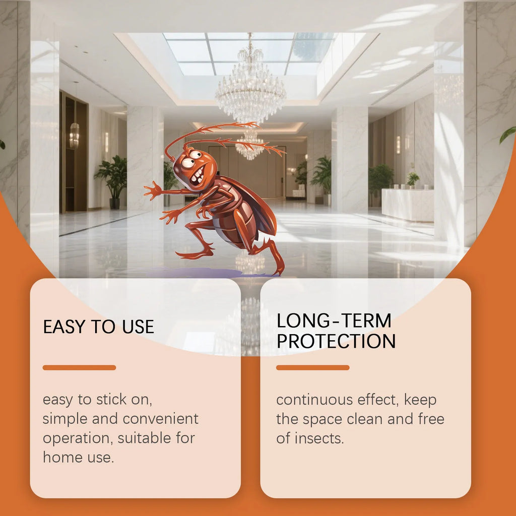 Pack of cockroach bait formula stickers and glue traps for indoor kitchen pest control