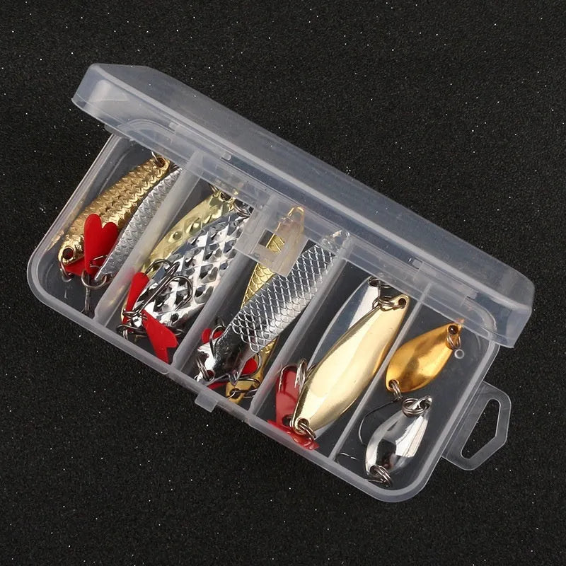 Pineapple sequin artificial fishing lure kit with gold and silver metal flash components