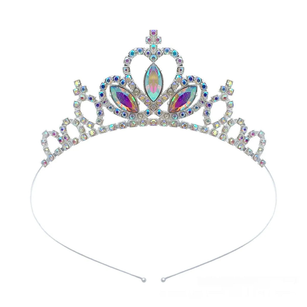 Gold and silver alloy princess crown headdress with electroplated finish for children's dress-up.