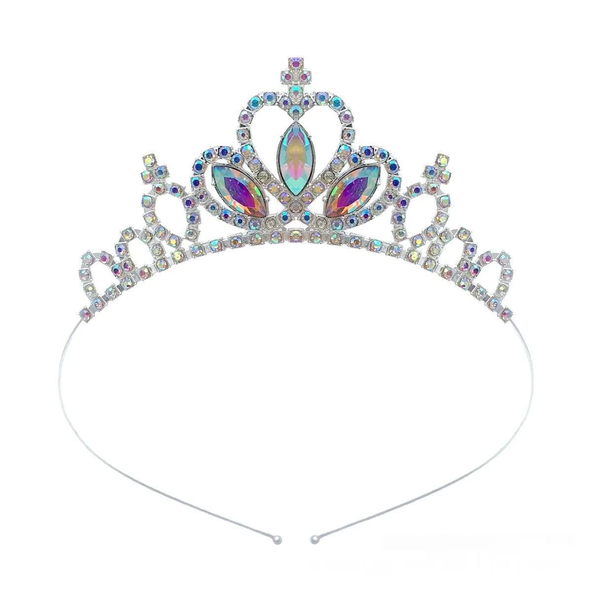 Gold and silver alloy princess crown headdress with electroplated finish for children's dress-up.
