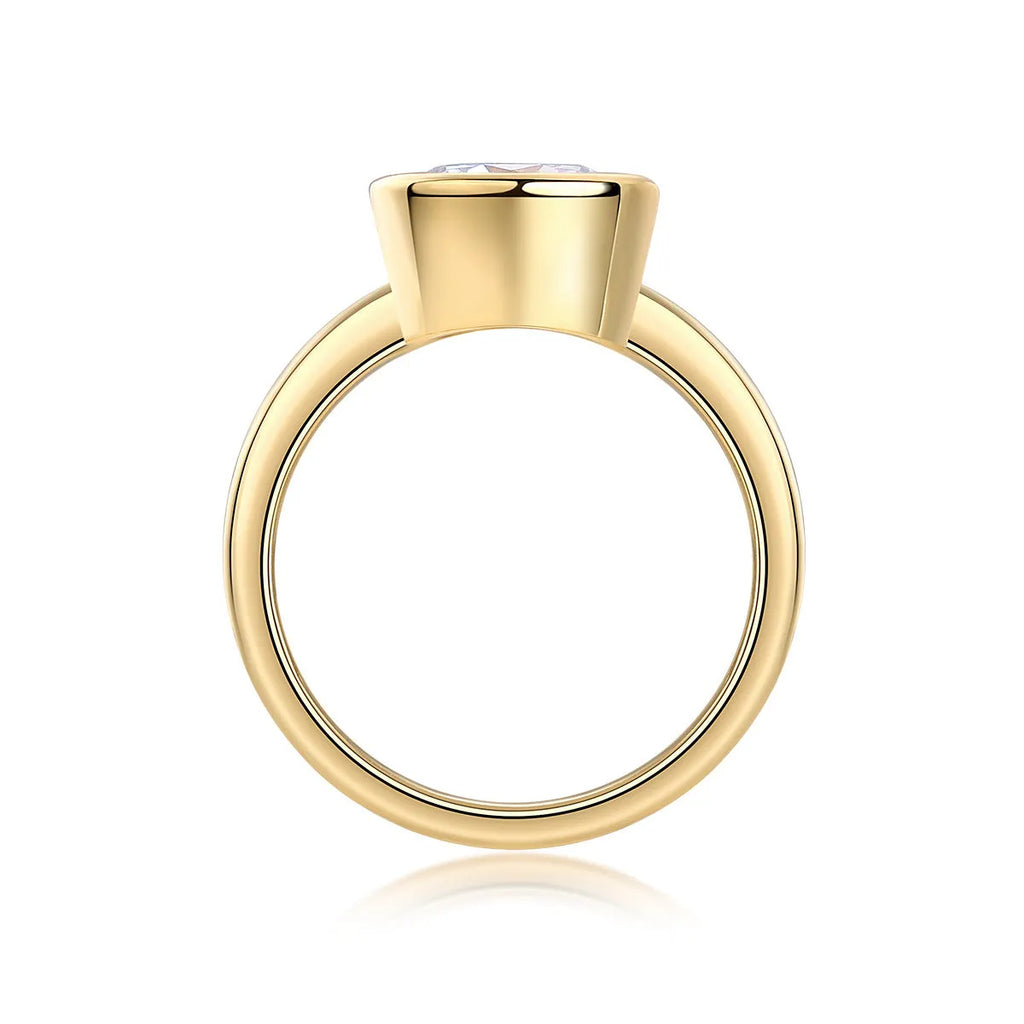 Time Foam gold-plated S925 silver diamond wedding ring set with round moissanite stone on gift box
