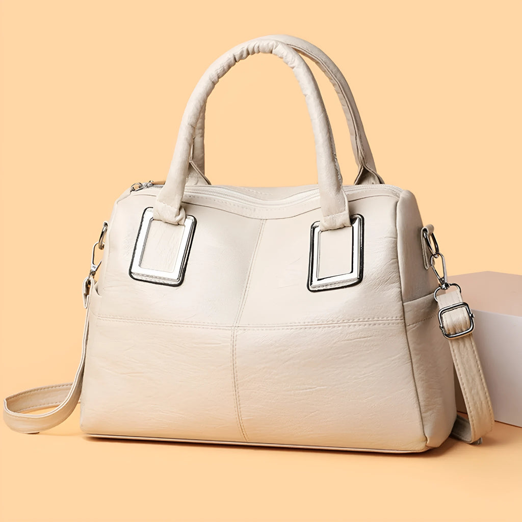 Women's horizontal square shoulder bag in wear-resistant polyester with internal organisation compartments