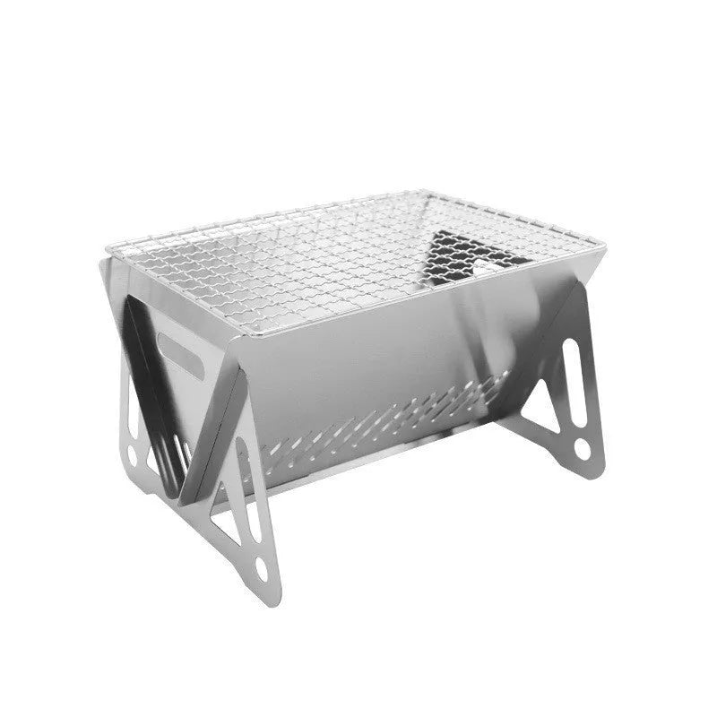 Stainless steel folding barbecue oven with large grill for outdoor cooking