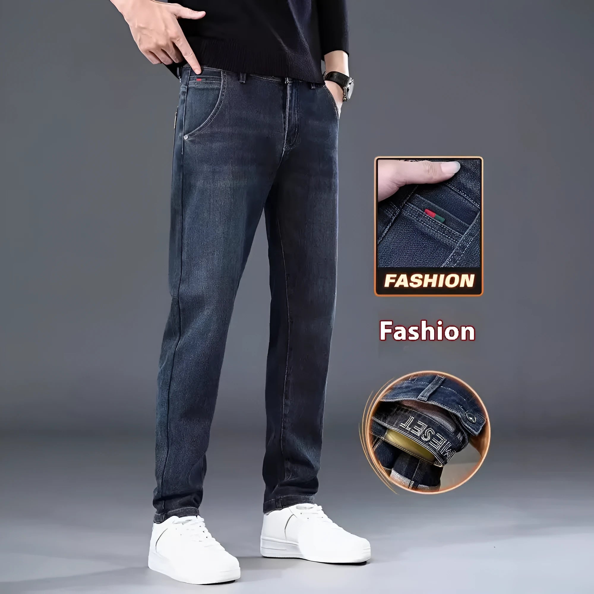 Men's slim straight casual trousers in street fashion style with micro elasticity