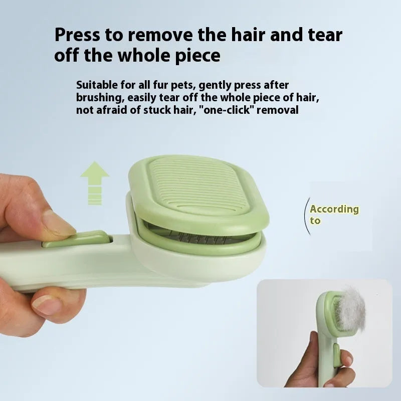 Large pet grooming comb with stainless steel blades in light green colour