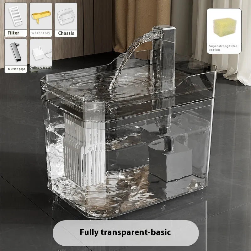 Transparent automatic cat water fountain with electric circulation system and filter