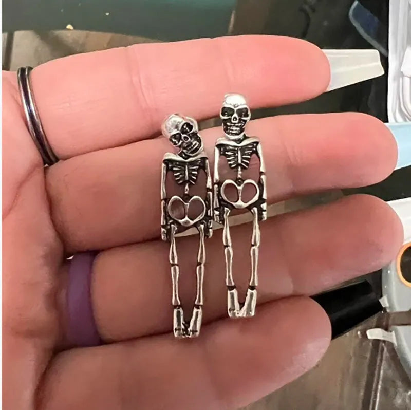 Halloween skull detachable stud earrings in gold and silver alloy with electroplated finish
