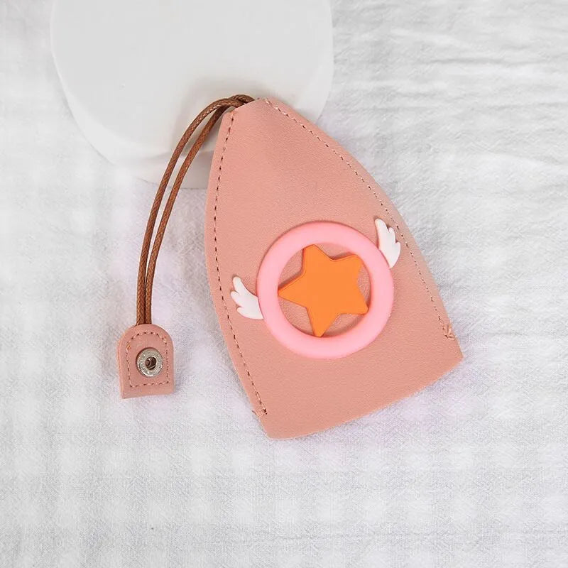 Cartoon style pull-out car key case made from PU leather in assorted designs