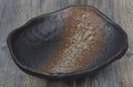 Japanese pottery irregular shaped bowl with floral decorations for sashimi and rice