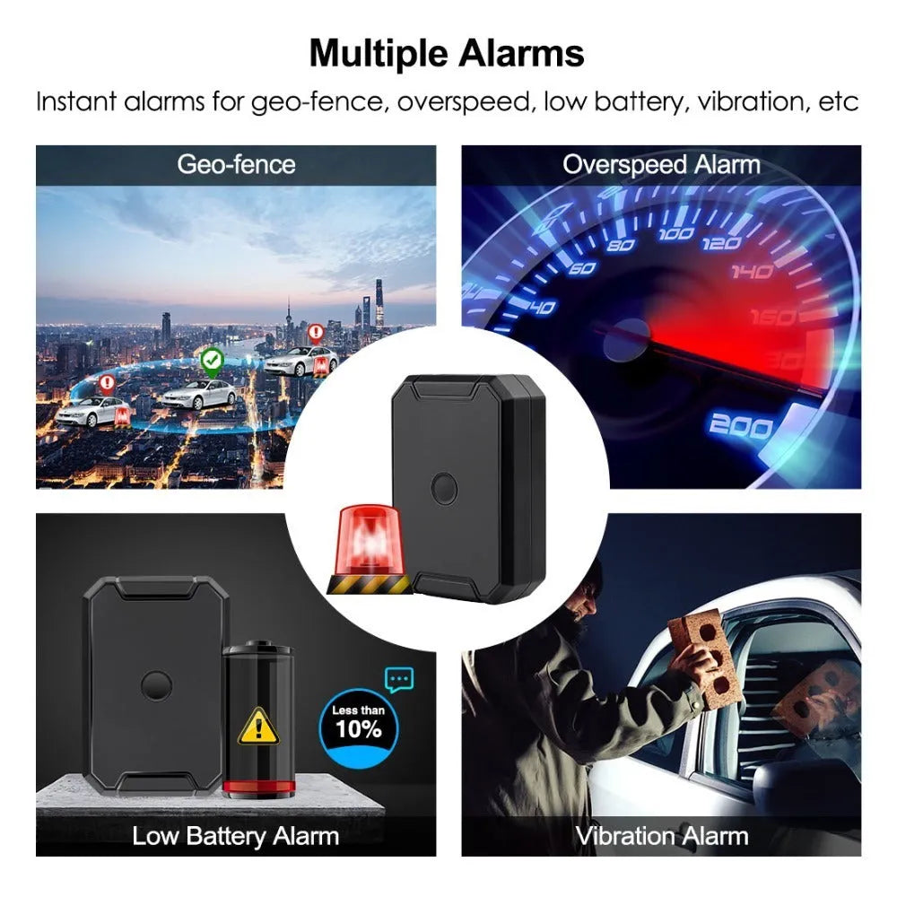 Black GPS car locator device with a 6000mAh battery and ceramic antenna.