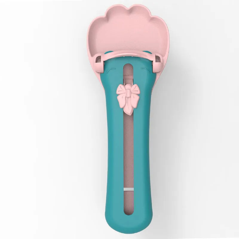 Pet feed spoon with squeezer mechanism for snack extrusion and liquid food dispensing in multiple colour options
