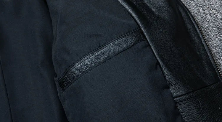 Pure cowhide biker's leather jacket in black with silver zip, front view