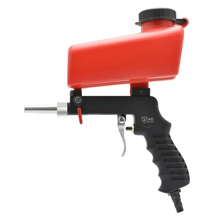 Portable blue pneumatic sandblasting gun with hose connector and 6.5mm nozzle.