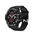 Black or Green T6 tactical rugged smart watch with 1.3-inch screen on wrist.