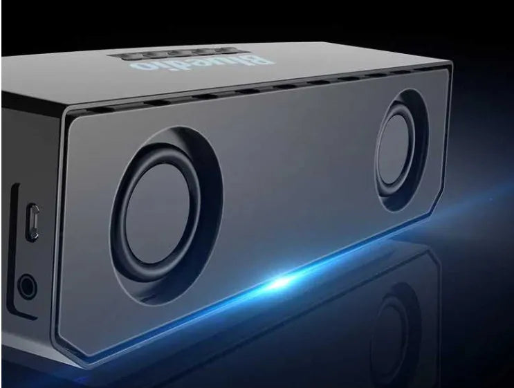 Black BS-6 cloud smart speaker with 52mm driver and micro-USB port.