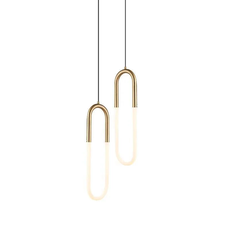 Nordic minimalist U-shaped metal bedside chandelier pendant light with three-colour dimming