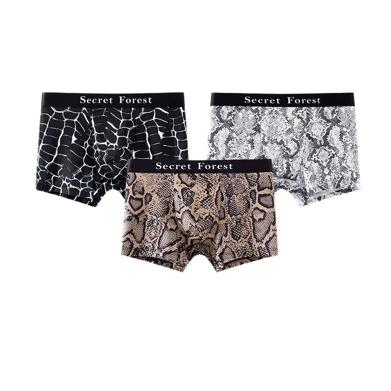 Men's black loose fit thin polyester boxer shorts on a mid waist
