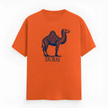 Orange loose fit cotton short sleeve t-shirt with round neck for men and women