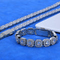 Full diamond men's bracelet in gold finish with rock sugar chain style, 10mm width, on dark background