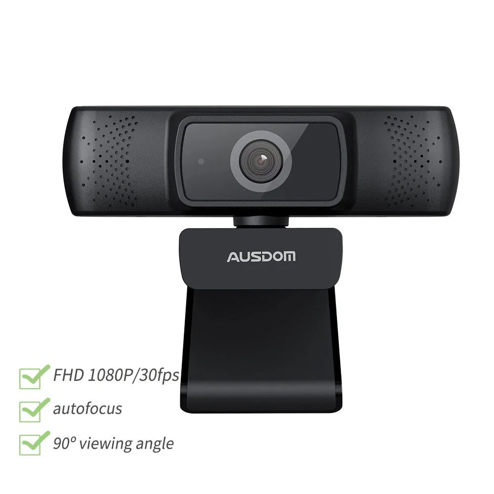 Black desktop computer teaching camera with integrated microphone and small bracket