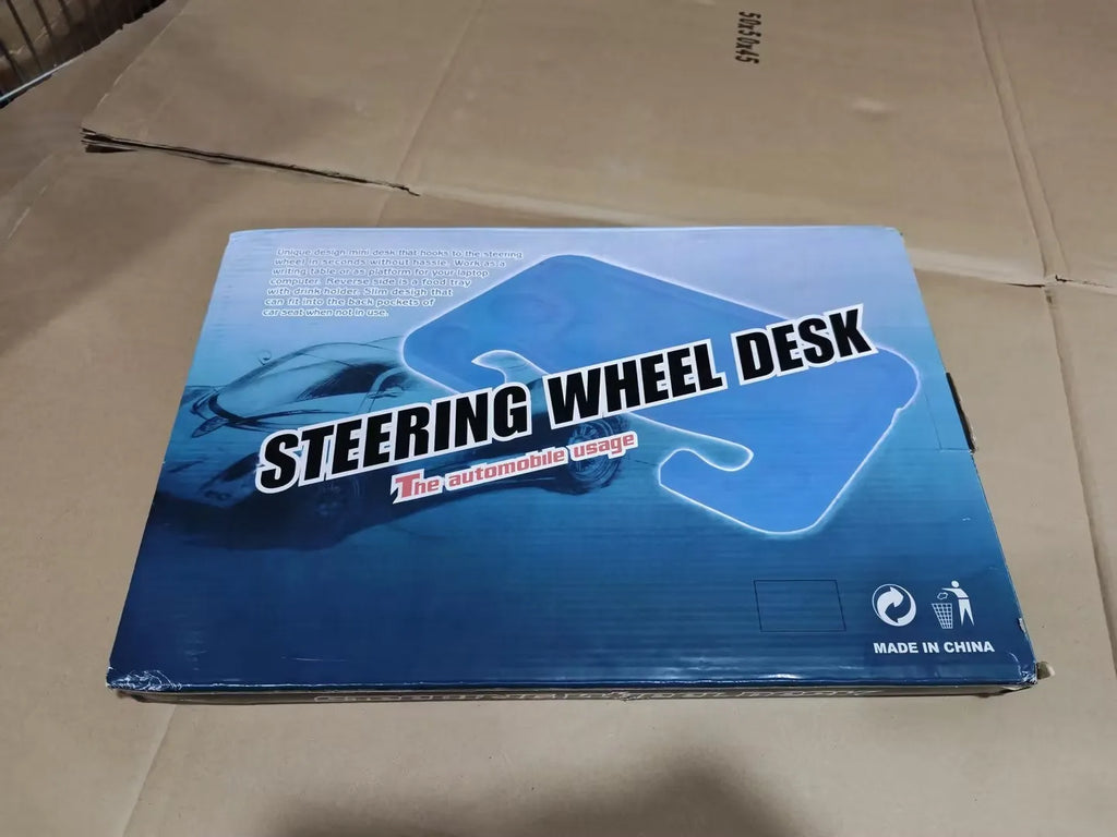 Black HDPE car steering wheel tray large 42x28cm size with colour box packaging